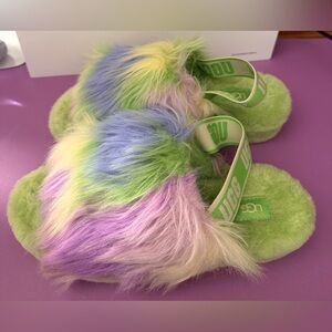 UGG Lime Green Fluffy Yeah Slide